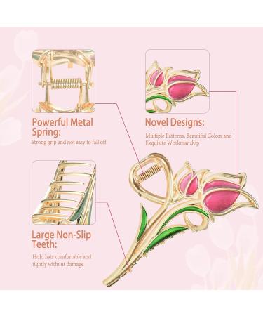 Yonchic 3-Piece Flower Metal Hair Clips - Multicolor Tulip & Daisy Hair Claw Set for Thin/Medium Thick Hair - Strong Hold Barrettes for Women - Non-Slip Hair Clamps & Cute Accessories - Buy Online on GoSupps.com