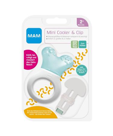 MAM Cooler and Clip - Cooling Bite Ring for Babies 2+ Months | Lightweight Teething Aid in Turquoise - Buy Online on GoSupps.com