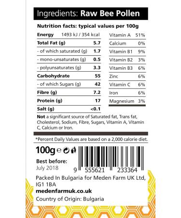 Organic Premium 100% Raw Bulgarian Bee Pollen Granules100g - Buy Online on GoSupps.com