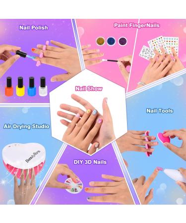 Shop Herenear Nagelstudio Nail Art Set for Kids | Perfect Gifts for Girls Ages 6-11 - DIY Makeup Suitcase & Nail Dryer - Buy Online on GoSupps.com