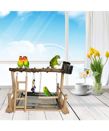 Hamiledyi Parrot Playground Bird Playstand with Feeder Cups and Toys - Exercise Gym for Cockatiel, Conure, Lovebirds - Pet Activity Center and Training Stand - Buy Online on GoSupps.com