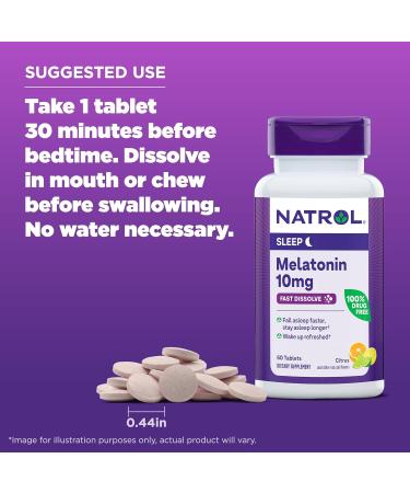 Natrol Melatonin 10mg Fast Dissolve Tablets - Sleep Aid, Citrus Punch, 60 Count - Buy Online on GoSupps.com