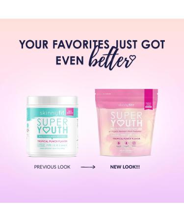 SkinnyFit Super Youth Tropical Punch - Multi-Collagen Peptides + Probiotics for Skin Hair Joints & Metabolism Support | 30 Servings | International Shipping - Buy Online on GoSupps.com