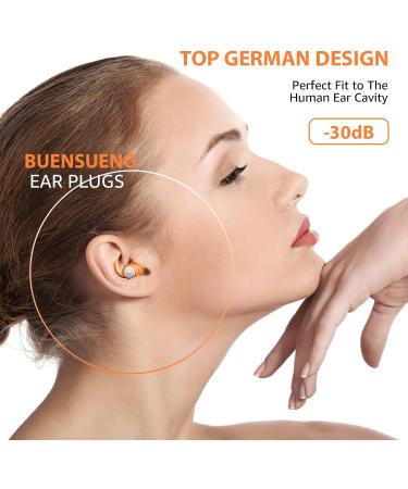 BUENSUENO Noise Cancelling Ear Plugs for Sleeping - 2 Pairs Reusable Silicone Earplugs with Travel Case - HM Orange - Buy Online on GoSupps.com