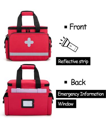 CURMIO Medical Bag for Home Health Care - Doctors Bag with Dividers for First Aid Kits and Emergency Supplies - Red (Empty Bag) - Buy Online on GoSupps.com