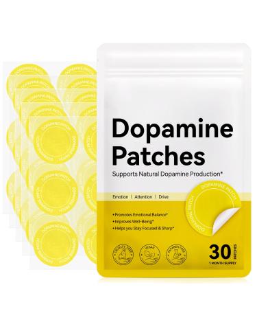 Dopamine Patches Extra Strength, 30 Vegan Mood Boost Support Patches for Daily Mental Wellness, Plant-Based Formula, Positivity & Motivation, Supports Dopamine & Serotonin Balance for Men Women