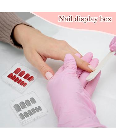 ASTER 10 Pcs Press on Nail Storage Box with Adhesive Double Sided Tape Acrylic Fake Nail Box Nail Display Packaging Box Transparent Nail Storage Boxes for Home DIY Nail Salon(Square Corner) - Buy Online on GoSupps.com