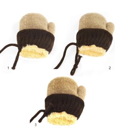 Toddler Kids Winter Warm Thick Plush Short Knitted Gloves With String for 1-3Yrs Beige/Bear - Buy Online on GoSupps.com