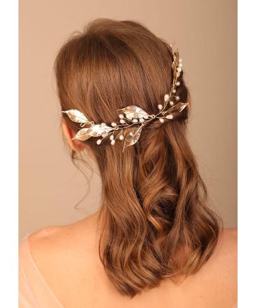 Deniferymakeup Wedding Leaves Hair Vines with Pearl Wedding Bridal Headpieces Headbands Wedding Hair Accessory for Bride and Bridesmaid (Style 1) - Buy Online on GoSupps.com