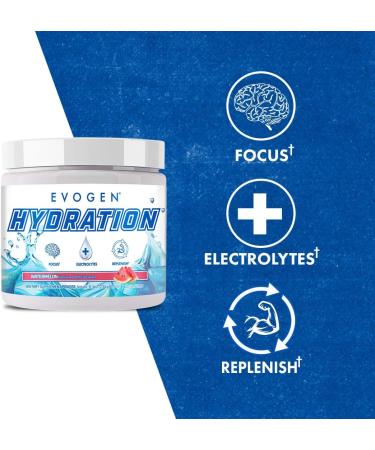 Evogen Hydration - Electrolytes Powder | Sugar-Free Electrolyte Powder Supplement for Hydration Energy and Recovery | Coconut Water B Vitamins Potassium | Watermelon | 30 Servings Watermelon Tub - Buy Online on GoSupps.com