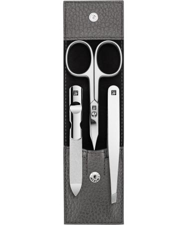 ZWILLING 3 Piece Cowhide Leather Nail Care Pedicure Set with Press Stud and Nail Scissors Anthracite