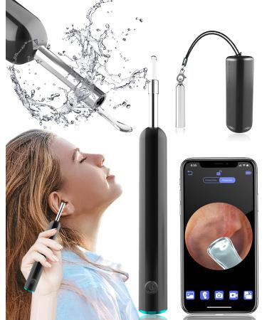 Ear Wax Removal Tool Camera-Ear Cleaner Earwax Removal Kit OVIFM D10 1080P HD Endoscope Ear Scope Otoscope with Light Ear Cleaning Kit Wireless Ear Camera and Wax Remover for Adults Kids & Pets Black