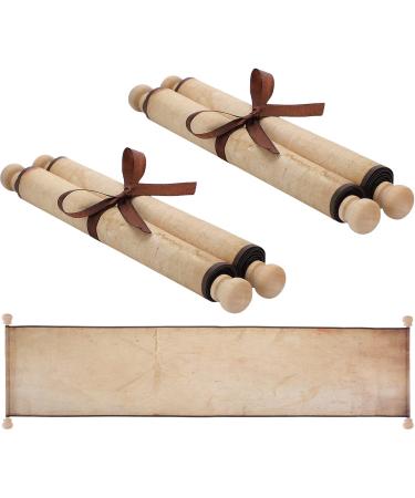 2 Pack Blank Paper Scrolls 7.5 x 31 Inches Scroll Paper Wrapped on Wood Rod for Writing Drawing Calligraphy Wedding Vows Invitation Renaissance Festivals Naughty or Nice List