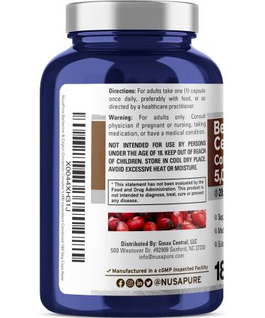 NusaPure Berberine with Ceylon Cinnamon 20:1 Extract 250 mg Equivalent to 5000mg 180 Veggie Capsules Vegetarian Non-GMO Supplement (Berberine Complex) 180 Count (Pack of 1) - Buy Online on GoSupps.com