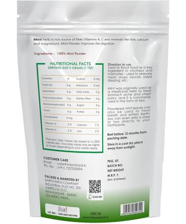 Yang mint powder (100g) (pudina powder) super food and healthy use for drinks juices and sprinkle on dishes. - Buy Online on GoSupps.com
