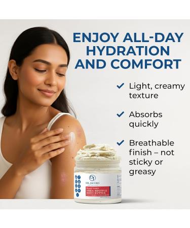 Dr. Jacobs Naturals Shea Souffl Body Butter for Men and Women - Whipped Shea Butter for Skin Moisture and Softness Without Thick, Greasy Feel - Plant-Based Gentle Formula - Unscented - Buy Online on GoSupps.com