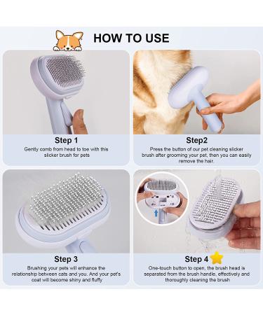 Self Cleaning Cat and Dog Grooming Brush - Gentle Slicker Brush for Long or Short Hair - Blue Pet Massaging Tool - Buy Online on GoSupps.com