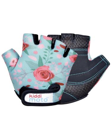 KIDDIMOTO Children's Cycling Gloves Fingerless for Boys and Girls/Bicycle Gloves/Bike Children's Gloves - Flowers - M (4-8y)