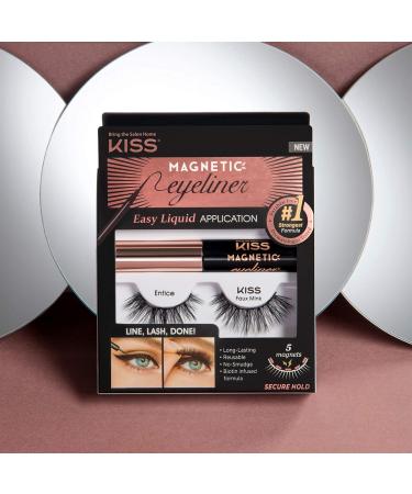 Kiss Magnetic Eyeliner & Lash Kit | Biotin Infused Magnetic Liner & 1 Pair of Synthetic False Lashes with Double Magnets - Perfect for Effortless Glamour - Buy Online on GoSupps.com
