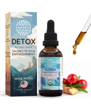 HerbEra Florida Herbal Detox Blend - USDA Organic Extract Made in USA | Immune & Liver Support Liquid Drops | Dandelion Root Milk Thistle Rhodiola Sarsaparilla Schisandra | 2 fl oz