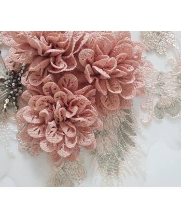 RUINUO 3D Lace Beads Flower Applique Patches - Embroidered Floral Sewing Patch for Wedding Dress - Handmade Decor in Red - Buy Online on GoSupps.com