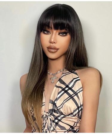 Maeau Women's Real Hair Wig - Long Brown & Blonde Ombre Bob for Daily Cosplay & Parties | Natural Smooth Style 4-Unit Size - Buy Online on GoSupps.com