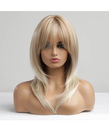 Buy EMMOR Long Curly Blonde Wigs for Women - Shoulder Length Heat Resistant Synthetic Wigs with Bangs - Perfect for Any Occasion - Buy Online on GoSupps.com