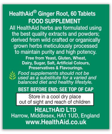 HealthAid Ginger Extract 560mg 60 Tablets - Natural Digestive Support - Buy Online on GoSupps.com