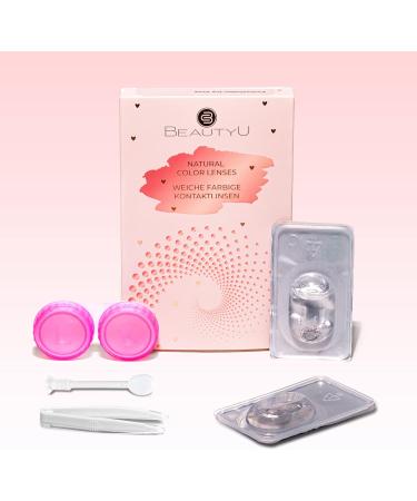 Beautyu Natural Color Lenses - Soft Glamour Gray Contact Lenses with Case & Tweezers | 1 Pair (2 Pieces) for Stunning Eyes - Buy Online on GoSupps.com