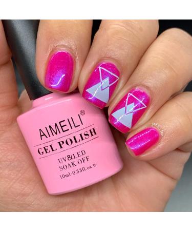 AIMEILI Gel Nail Polish No Wipe Top and Base Coat Set with Hot Pink Color - Buy Online on GoSupps.com