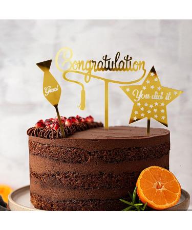 ALEGRE Graduation Cake Decoration Gold Graduation Cake Topper Pack of 8 Grade Cap Cake Decoration Acrylic Graduation Congratulation Cake Decoration You Did It Cake Topper for Graduation 2024 - Buy Online on GoSupps.com