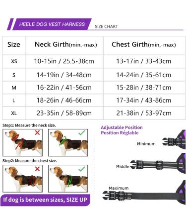 Adjustable No-Pull Dog Harness for Medium Dogs - Reflective Breathable Padded Handle Purple | Heele - Buy Online on GoSupps.com