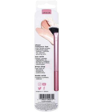 Real Techniques Sheer Radiance Fan Makeup Brush - Cruelty Free Highlighter Tool with Face Glow Benefits | Aluminum Ferrules, Pink - 1 Count - Buy Online on GoSupps.com
