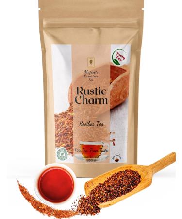 Majestic Tea_ RUSTIC CHARM | Pure Red Rooibos Naturally Caffeine Free_ Tea (FOR GOOD SLEEP) _100% Natural Ingredient| Non GMO (Pyramid Tea Bags 50 Count).