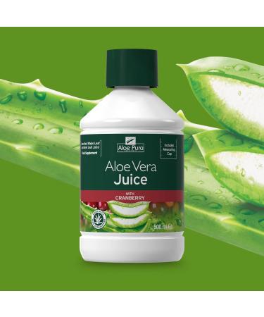 Aloe Pura Aloe Vera Juice with Cranberry 500ml Vegan & Cruelty Free Supplement - Buy Online on GoSupps.com