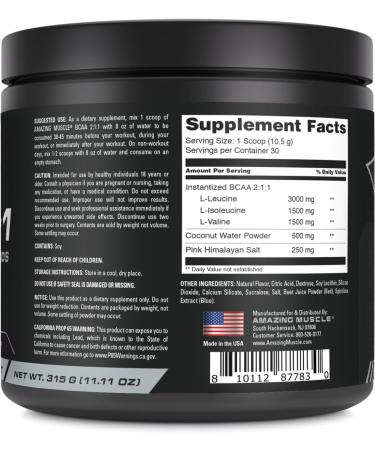 BCAA 2:1:1 Powder - 30 Servings Grape Candy Flavor | Branched Chain Amino Acids Supplement | Made in USA | Natural Ingredients | International Shipping Available - Buy Online on GoSupps.com