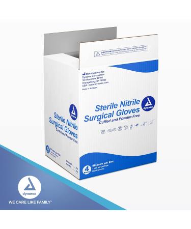 Dynarex Sterile Nitrile Surgical Gloves - Powder-Free, Puncture-Resistant, 6.5 Size, 6 Mil - Case of 200 Pairs - Buy Online on GoSupps.com