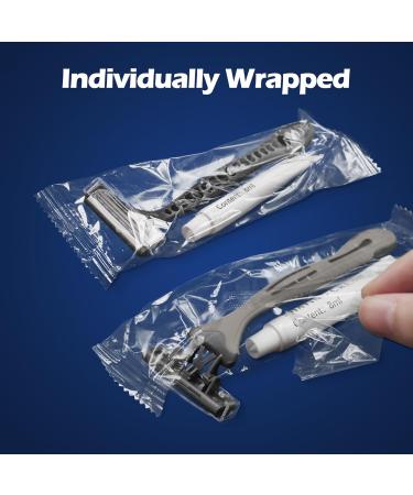 200 Pack Kheoxusa 3 Blade Disposable Razors - Individually Wrapped Triple Blade Razors for Hotel & Airbnb - Grey Black - Buy Online on GoSupps.com