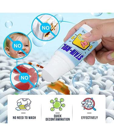 2Pcs Clothes Stain Remover - Roll Bead Design Portable and Fast Water-Free to Remove Oil Stains 1 Minute Quick Effectively Remove All Kinds of Stains - Buy Online on GoSupps.com