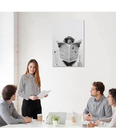 Funny Monkey on Toilet Poster - Black & White 90s Humor Wall Art for Kids | 30x45 cm Canvas - Buy Online on GoSupps.com