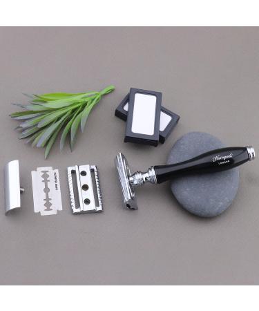 Haryali London Razor Set - Premium Wet Shaving Kit for Men & Women | Razor Hobel Dachshaar Shaving Bowl & Soap | 4-Piece Black Razor Set with Blades - Buy Online on GoSupps.com