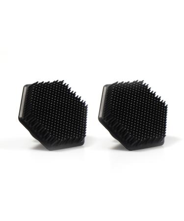 Shower Body Scrubber Set Silicone Exfoliating Loofahs 2 Piece Black (2)