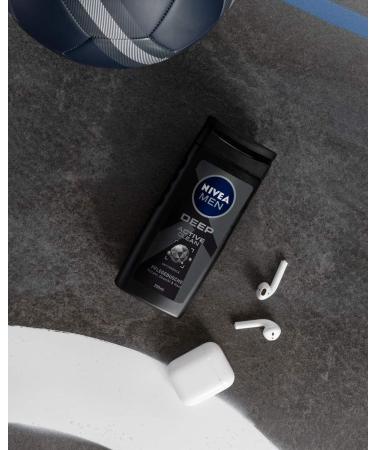 Nivea Men Deep Active Clean Shower Gel (250 ml) Revitalising Shower Gel with Activated Charcoal pH Skin-Friendly Shower Gel for the Body Face and Hair - Buy Online on GoSupps.com