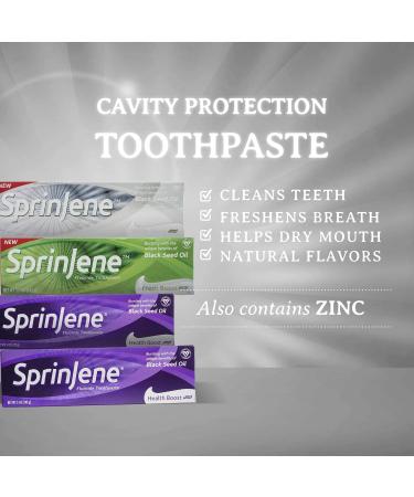 SprinJene Natural Fluoride Toothpaste for Adults - Fight Gingivitis & Tartar with Black Seed Oil Zinc Xylitol & Acacia Gum - Best White & Health Boost Formula - Buy Online on GoSupps.com