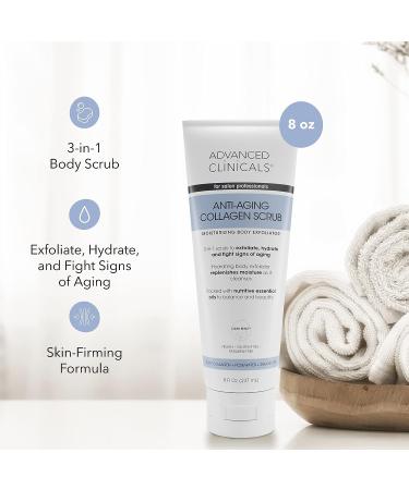 Advanced Clinicals Anti-Aging Collagen Body Scrub Wash - 3-in-1 Exfoliator for Women & Men, Hydrating & Clarifying Formula (8 Fl Oz) - Buy Online on GoSupps.com