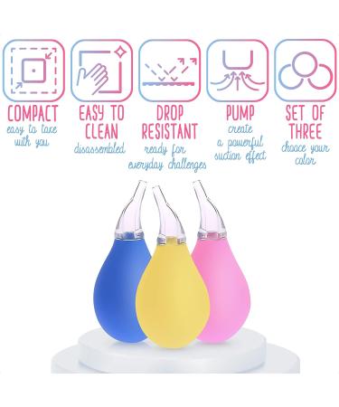 Baby Nasal Aspirator - 3Pcs Set for Newborns and Toddlers - Infant Congestion Relief and Nose Wash - Buy Online on GoSupps.com