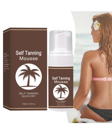 Self Tanning Mousse with Tanning Mitt - Tanning Mousse 100ml - Self Tan Foam - Face & Body Tan Mousse - Fast Drying Tan - Easy Application - Natural-Looking Glow