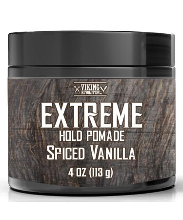 Viking Revolution Spiced Vanilla Hair Pomade for Men - Extreme Hold Hair Gel for Men Water Based - Mens Pomade Extra Firm Mens Hair Pomade Strong Hold - High Shine Mens Hair Cream (4oz) Spiced Vanilla 4 Ounce (Pack of 1)