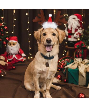 Pedgot 3 Pack Christmas Pet Headwear Xmas Hair Loop Brown Reindeer Antlers Headband Christmas Pet Costume Hair Accessory for Dogs - Buy Online on GoSupps.com