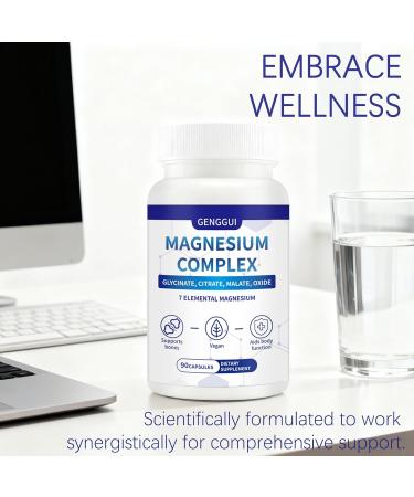 Magnesium Complex 1000mg - 7-in-1 Supplement with Glycinate Citrate & Malate - Supports Muscle Relaxation Sleep Heart Health - High Absorption Capsules 90 Count (1) - Buy Online on GoSupps.com